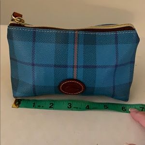 Dooney and Bourke teal plaid cosmetics case